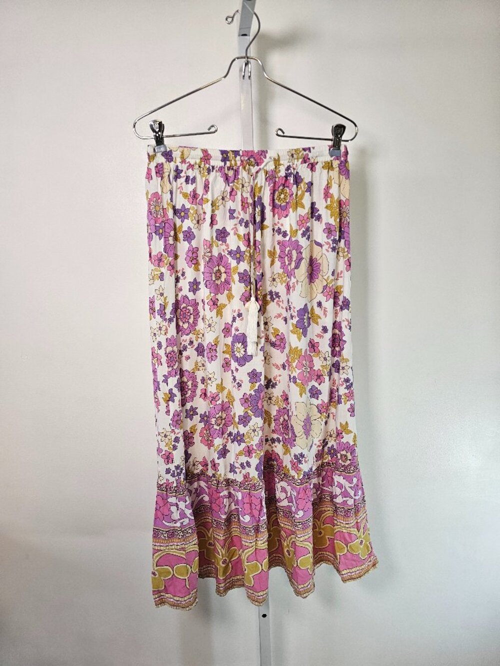 Rose & Thyme Skirt Pink Purple Floral Retro Maxi Festival Boho L